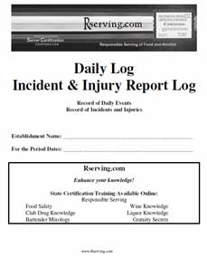 Alcohol Incident Report Log